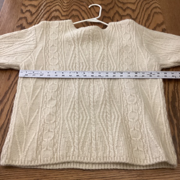 LL Bean Womens Vintage 100% Wool Sweater Ireland Fishermans Medium Shrunk L.L. W - Picture 10 of 12